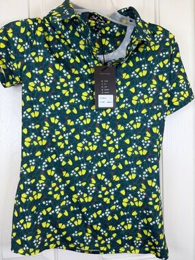 Bad Birdie Green Floral Polo with Yellow Accents small nwt golf